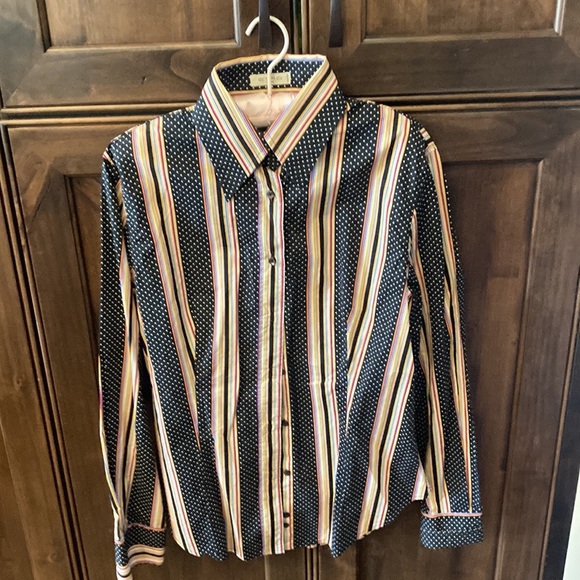 Etro made in Milton button down blouse size 48 Italian cotton pattern - Picture 2 of 5